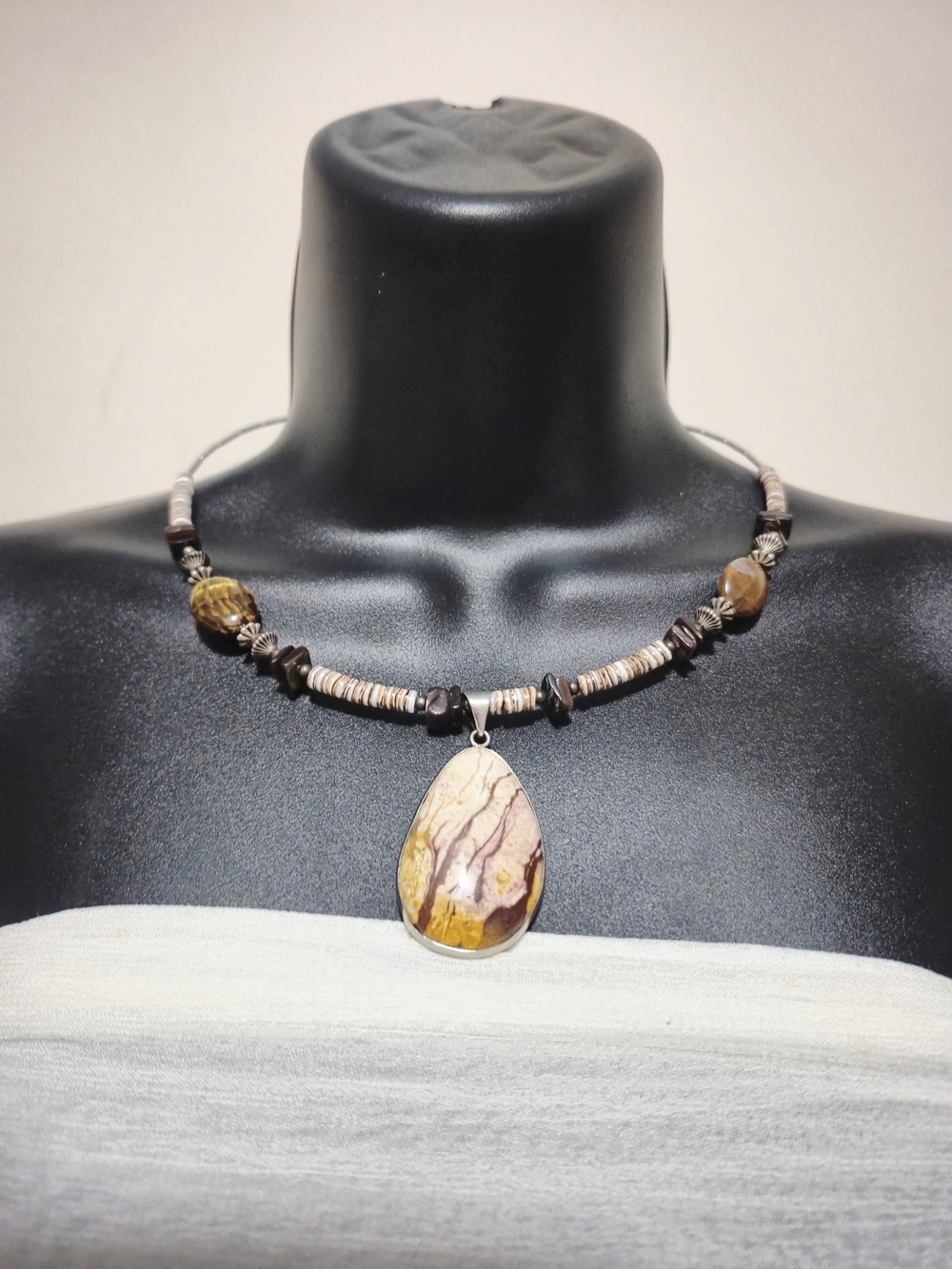 Handcrafted Yellow and Brown Stone Pendant Necklace - Women Jewelry